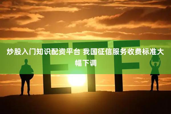 炒股入门知识配资平台 我国征信服务收费标准大幅下调