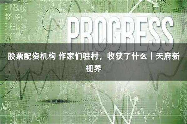 股票配资机构 作家们驻村，收获了什么丨天府新视界
